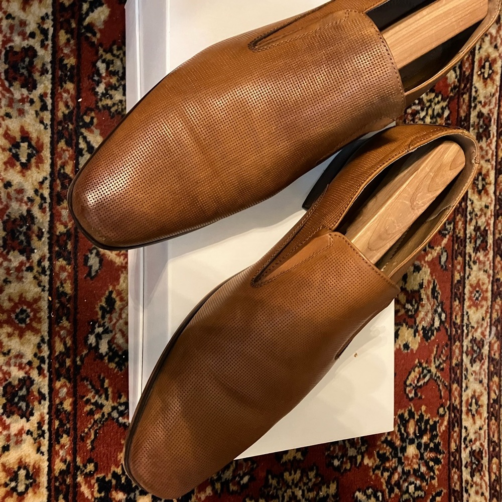 Aldo Brown Leather Slip-On Loafers Classic Design
